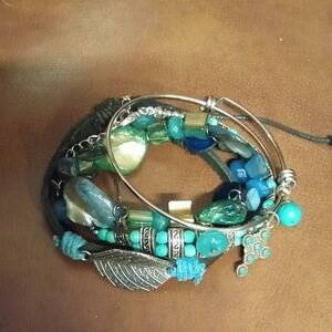 Turquoise and Silver Multi-Strand Bracelet